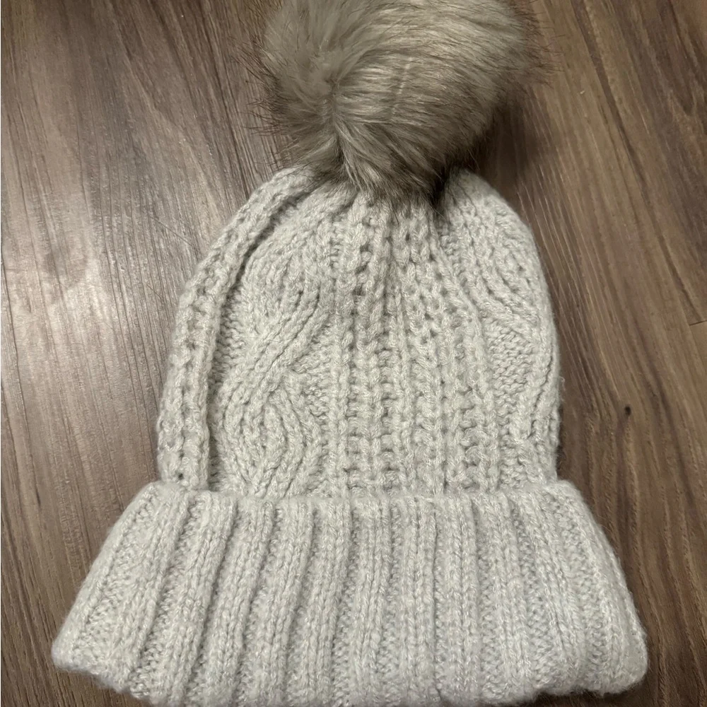 Aerie Knit Beanie with Faux Fur Pom